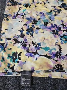Ann Taylor Seidentuch 70" × 24" lila gelb schwarz blau grün 100% Seide - Bild 1 von 2