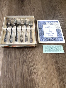 M.S. vintage LTD EPNS Forchette da Pasticceria Sheffield England Set di 6 Modello Loxley - Foto 1 di 1
