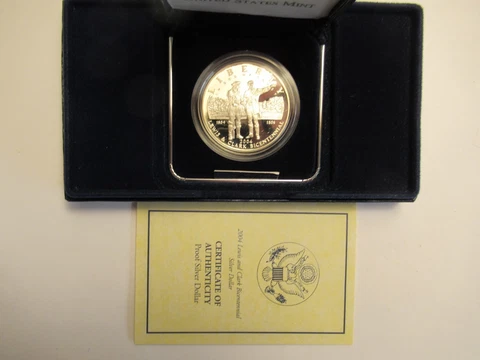 2004 US Mint Proof silver dollar, Lewis & Clark, US mint pkg / coa Cover