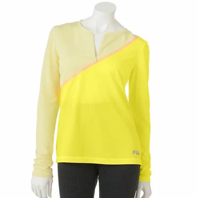 NUEVO FILA SPORT Mujer 1/4 Cremallera Rendimiento Manga Larga Top Amarillo Pequeño Nuevo con Etiquetas Foto 1 de 2