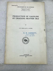 Production of Gasoline by Cracking heavier Oils by Dean & Jacobs 1922 Government - Picture 1 of 3