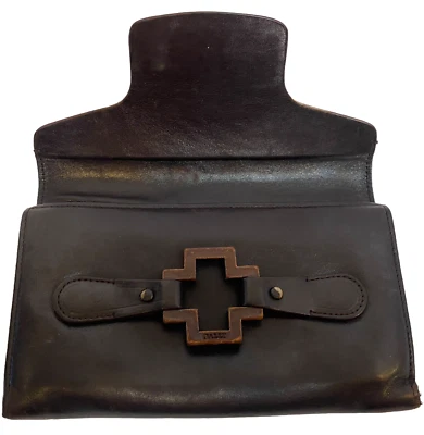 CARTERA BALLY de cuero genuino marrón vintage solapa frontal acento cruzado hecha en ITALIA Foto 1 de 4