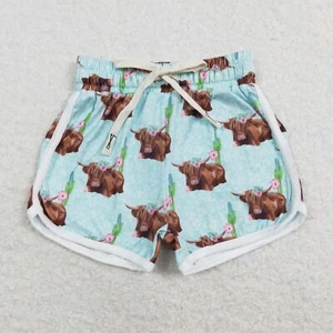Highland Cow Print Baby Girls Summer Shorts Little Baby Clothing - Picture 1 of 10