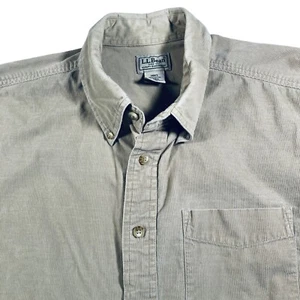LL Bean Mens Beige Long Sleeve Corduroy Button-Up Shirt Size L-Tall 0YQ71 *Flaws - Picture 1 of 8