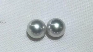 Pair o 9-10mm south sea silver gray round loose pearl undrilled 869AAA - Picture 1 of 1