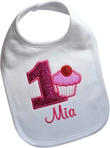 Cupcake Brillante Primer Cupcake Año Uno Smash Bib - Imagen 1 de 5