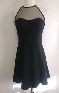 Niteline Della Roufogali 2 100% Silk Cocktail Party Dress Black Beaded Low EUC - Picture 1 of 7