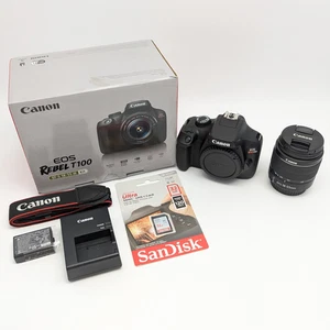 Canon EOS Rebel T100 Digital SLR Camera w/ 18-55mm Lens Kit - Picture 1 of 15