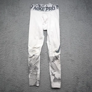 Nike Pro Compression Pants Men S White Gray Camo Hyperwarm Training Football Run - Picture 1 of 9