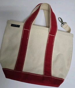 Lands End Canvas Open Top Tote Bag  Red Trim - Picture 1 of 3