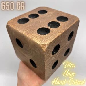 Riesiger großer großer Würfel Holz Vintage Deko Kunstwürfel übergroß rustikal Handarbeit 646g - Bild 1 von 11