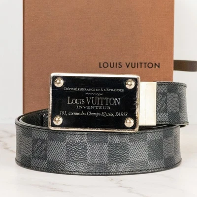 LOUIS VUITTON Reversible Belt M9632 Damier Graphite Ceinture Inventeur Auth [A] - Image 1 of 4
