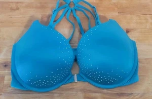 VICTORIA'S SECRET 34DD Teal Crystal VERY SEXY Push-Up Bra - Picture 1 of 4