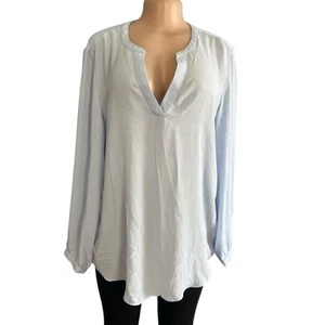 NWT Adrianna Papell Womens Long Sleeve Relaxed Blouse Pale Blue Size XL - Picture 1 of 11
