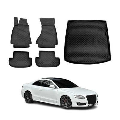 Tapetes de assoalho e forros de carga personalizados para Audi A5 Coupe 2008-2017 preto 5x - Imagem 1 de 4