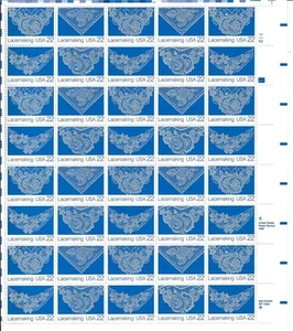 US SCOTT 2351 - 2354 PANE OF 40 LACEMAKING STAMPS 22 CENT FACE MNH - Picture 1 of 1