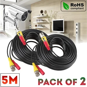 BNC DC Data Power Extension Lead 5 Meter CCTV Security Video Camera DVR Cable X2 - Picture 1 of 9