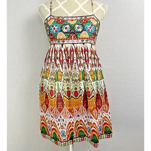 Mini Vestido ZARA Bordado Talla XS Lentejuelas Boho Tirantes Colorido Boho Festival - Imagen 1 de 14