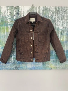 Nuova giacca rivestita L'Agence Janelle cacao minerale rivestita Western XS orlo grezzo - Foto 1 di 13