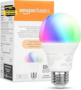 Smart A19 LED Light Bulb, Color Changing, 9W (60W Equivalent), 800LM, Works with - Picture 1 of 7