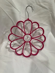 PINK Flower SCARF HANGER Belt Tie Velvet Holder Closet Organizer Storage Necktie - Picture 1 of 1