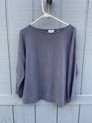 J Jill Pure Jill 纹理亚麻混纺方格上衣 L 码 Lagenlook 现代极简 — 第 1/4 张图片