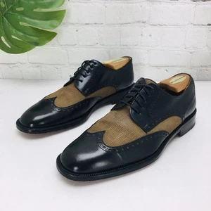 Mezlan Two tone Spectator Wingtip Oxford Shoes Men's 9 M Brown Black Leather - Picture 1 of 16