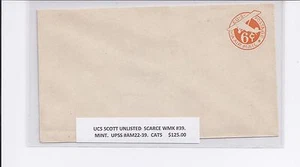 UC5 SCOTT UNL SCARCE WMK 39 UPSS #AM22-39 MINT  - Picture 1 of 1
