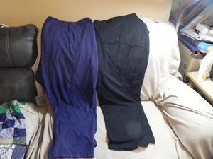(2) Catherines Womenʼs Size 6X Black & Navy Suprema Pull On Pants Used - Picture 1 of 3