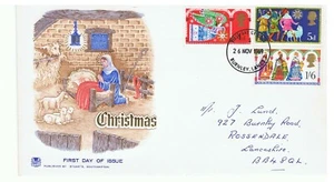 Ersttagsbrief Weihnachtsausgabe 1969 gestempelt Burnley 26.11.1969 - Bild 1 von 1