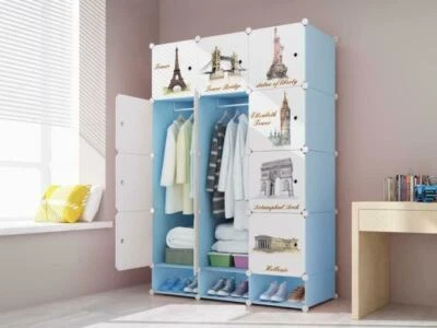 12 Cube Plastic Wardrobe Cupboard Closet Cabinet Organiser Storage Furniture Set - Image 1 of 4