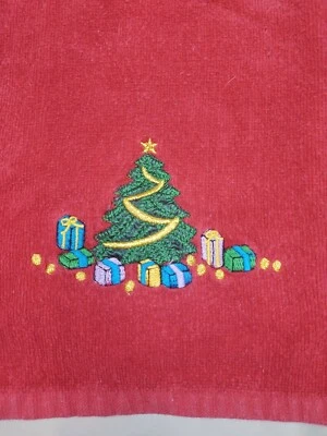 Рождественская елка вышивка красное полотенце праздник кухни домашнего декора - Изображение 1 из 4
