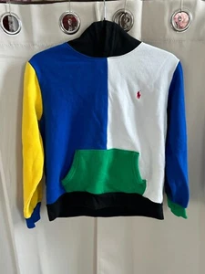 Polo Ralph Lauren Youth 14-16 Hoodie Sweatshirt Color Block Preppy Y2K 17740 - Picture 1 of 9