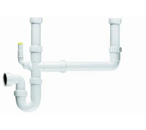 MULTIKWIK DOUBLE BOWL KIT - SINGLE NOZZLE (WHITE) WASTE TRAP DBK040S 40MM - Picture 1 of 2