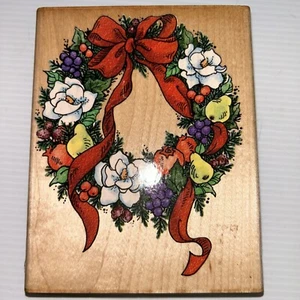 Vintage Stampendous Magnolia Wreathe R043 Blumen Gummistempel Holz - Bild 1 von 9