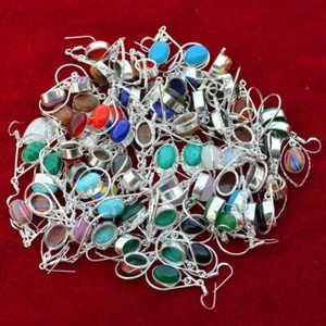 Turquoise & Mix Gemstone 925 Sterling Silver Plated Designer Woman Earring Lot - Bild 1 von 3