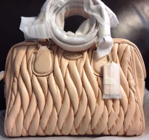 NWT COACH MINI NOLITA SATCHEL BAG IN GATHERED LEATHER 34370 $375 APRICOT - Picture 1 of 11