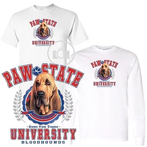 Camiseta blanca manga corta/larga Bloodhound Dog Paw State University M-3X - Imagen 1 de 3