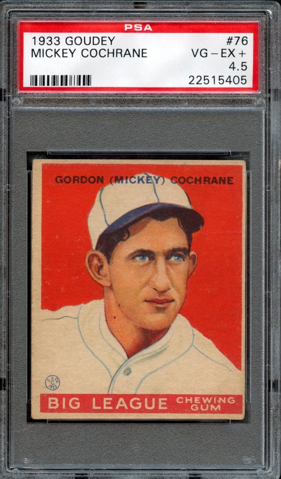 BB - 1933 Goudey - #76 - Mickey Cochrane - PSA 4.5 - VG-EX+ - Image 1 of 2