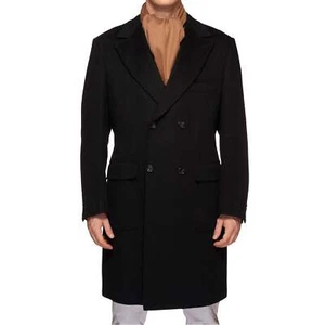 KITON Napoli Handmade Black Cashmere Vicuna Peru DB Coat Overcoat NEW - Picture 1 of 8