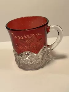 Antique Early 1900's Red Ruby Flash Souvenir Glass Lisbon NH - Picture 1 of 2