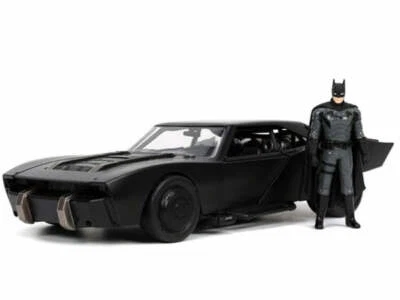 The Batman (2022) Movie Batmobile & Batman Figure 1:24 Scale Diecast Model Black - Image 1 of 4