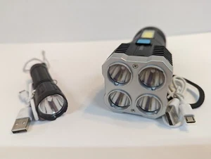 Juego de 2 linternas súper brillantes recargables y de carga USB - Imagen 1 de 6