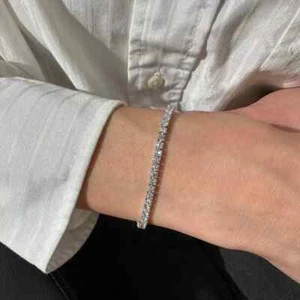Lab Grown Diamond 14k White Gold D VS1 5 Carat Round Tennis Bracelet 7'' Gia - Picture 1 of 5