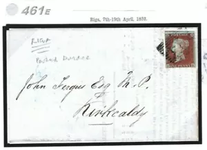 LATVIA GB MARITIME 1d Red Cover *RIGA* Printed Letter POSTED DUNDEE! 1852 461e - Picture 1 of 9