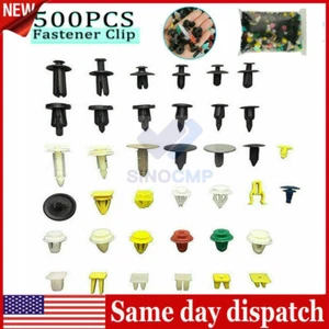 500Pc Plastic Car Body Push Pin Rivet Fasteners Trim Moulding Clips Screw Driver - Picture 1 of 11