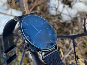 Herren Armbanduhr Quarzwerk Zauberband Schwarz Stahl - Bild 1 von 4