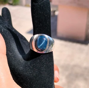 Unisex Natur Blau Stern Saphir Ring 925 Sterling Silber Edelstein Edler Schmuck - Bild 1 von 9