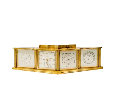 French Angelus Super Weather Station Four Face Brass Desk Clock Clock c. 1950 Cover