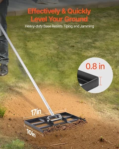 Heavy Duty 10x17in Lawn Leveling Rake with 78in Adjustable Handle for Yard & Gol - Picture 1 of 10
